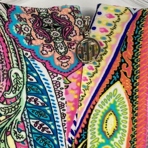TOMMY HILFIGER Dress Size 2/XS Petite Multicolor Bold Jaipur Paisley Bell Sleeve - Picture 8 of 8